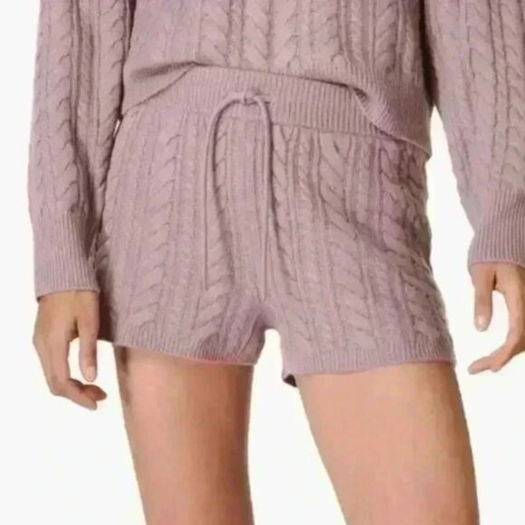 Sweaty Betty Cable Knit Wool Cashmere Shorts Pastel Purple Size Medium